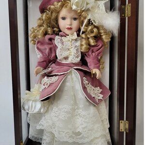 Camellia Gardens Collection 16” Porcelain Doll In Wooden Case